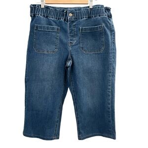 Denim & Company D&Co Paperbag Size 16 Petite Blue Denim Cropped Jeans